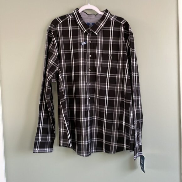 George Classic Fit NWT Men's 3LX 54-56 B/W Button up Shirt C-58" L- 32" S--27" - Picture 1 of 7